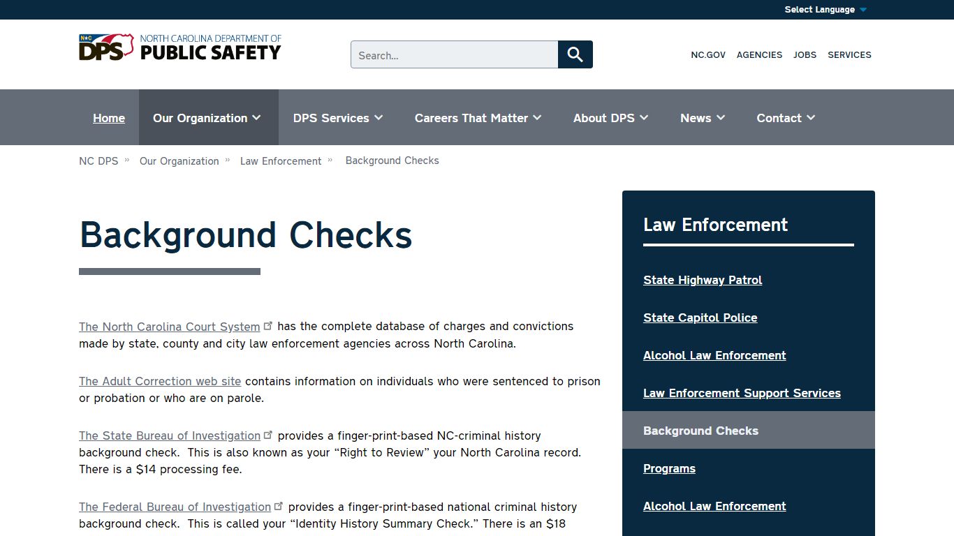 Background Checks | NC DPS - North Carolina Department of Public Safety